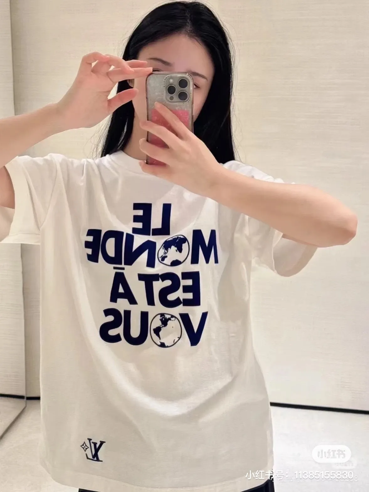 Louis Vuitton/Louis Vuitton Earth letter slogan printed short sleeves